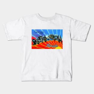 Greetings from Sarasota Florida - Vintage Large Letter Postcard Kids T-Shirt